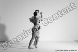 Underwear Woman - Man White Average Short Brown Dancing Dynamic poses Academic